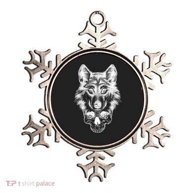 Wolf Head On Skull Graphic Ornament