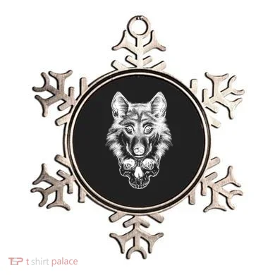 Wolf Head On Skull Graphic Ornament