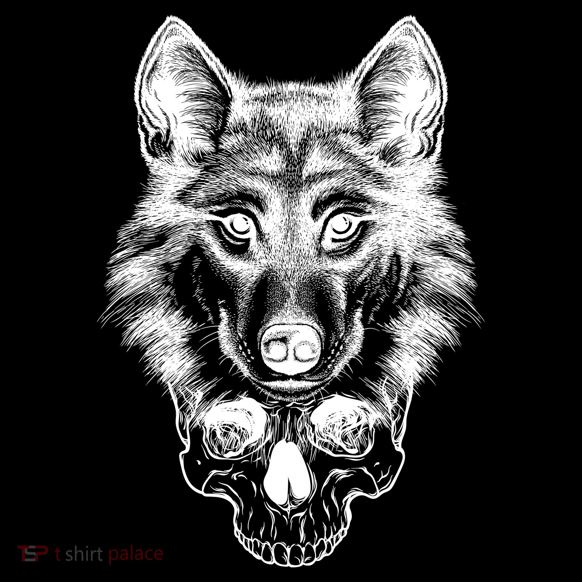 Wolf Head On Skull Graphic Ornament