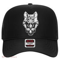 Wolf Head On Skull Graphic Hat thumb 0