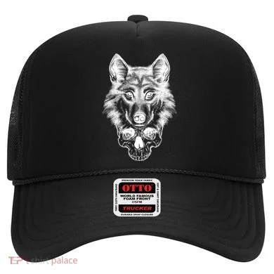Wolf Head On Skull Graphic Hat