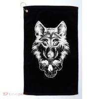 Wolf Head On Skull Graphic Golf Towel thumb 0