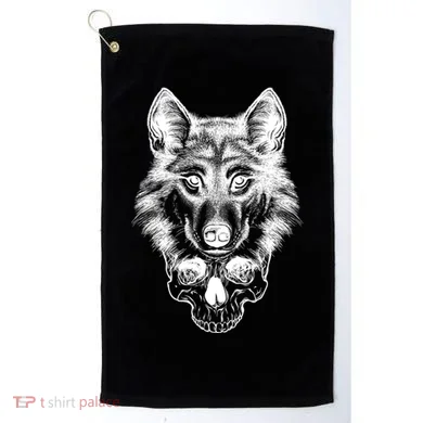 Wolf Head On Skull Graphic Golf Towel