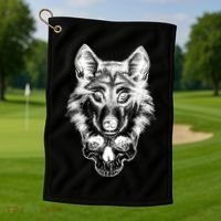 Wolf Head On Skull Graphic Golf Towel thumb 1