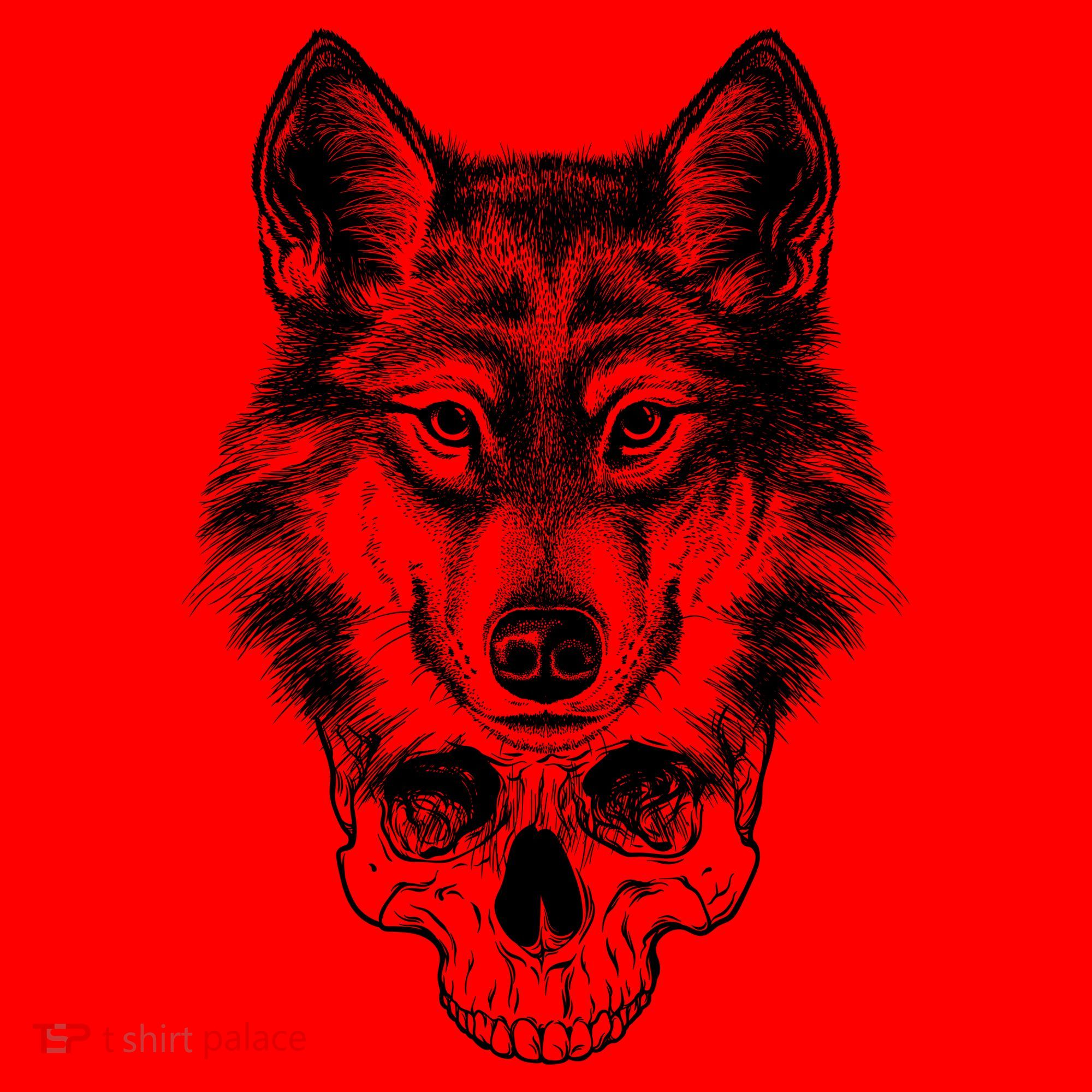 Wolf Head On Skull Graphic Santa Hat