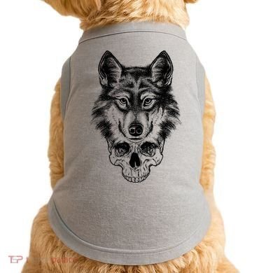 Wolf Head On Skull Graphic Doggie Tank