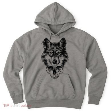 Wolf Head On Skull Graphic Hoodie