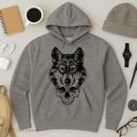 Wolf Head On Skull Graphic Hoodie thumb 3