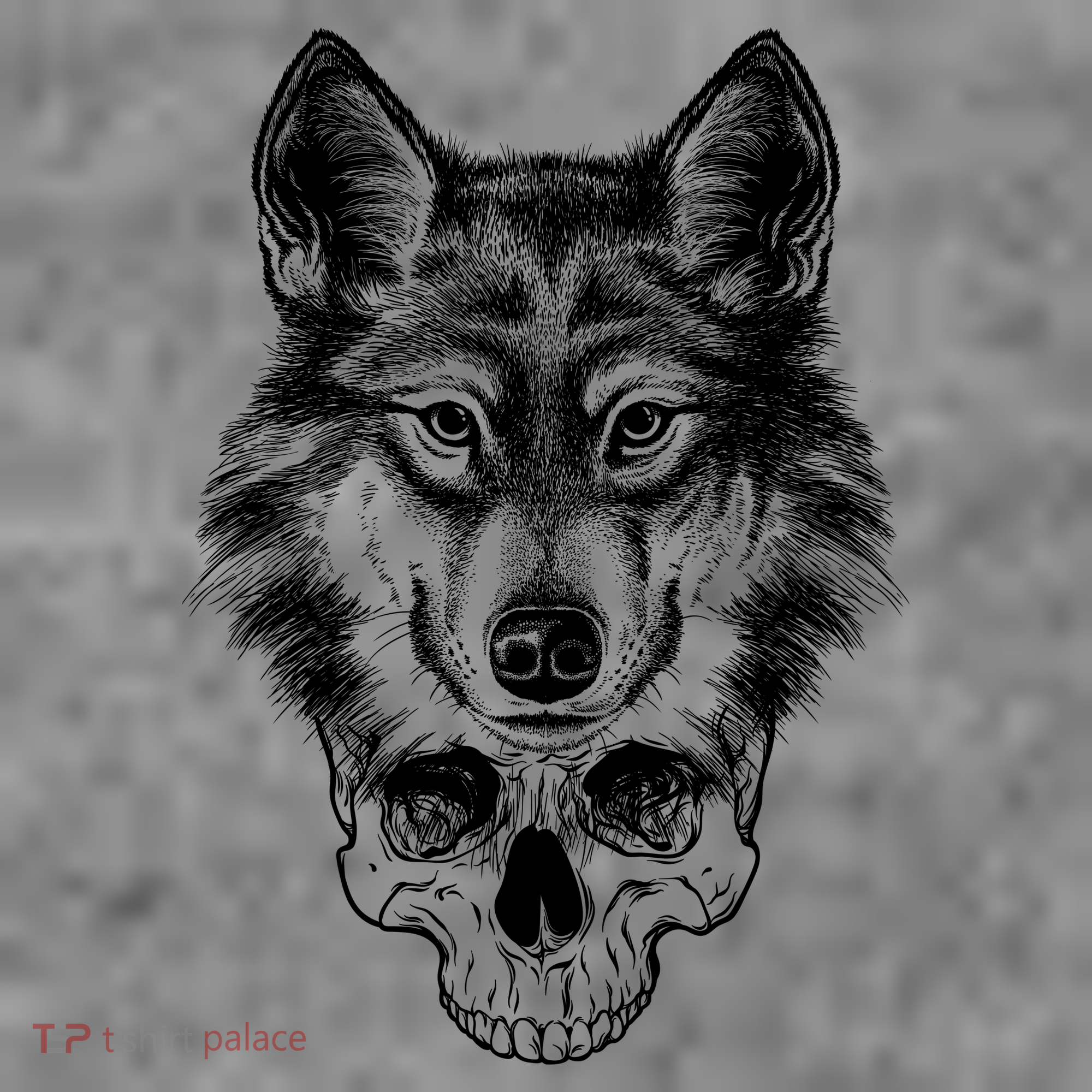 Wolf Head On Skull Graphic Hoodie