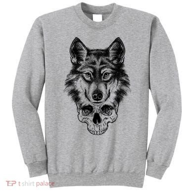 Wolf Head On Skull Graphic Sweatshirt