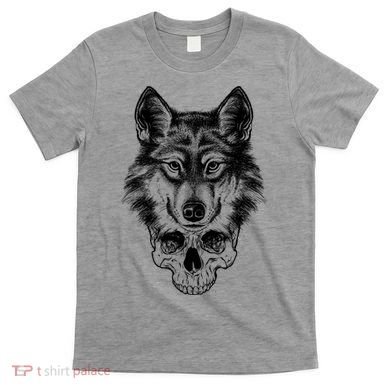 Wolf Head On Skull Graphic T-Shirt