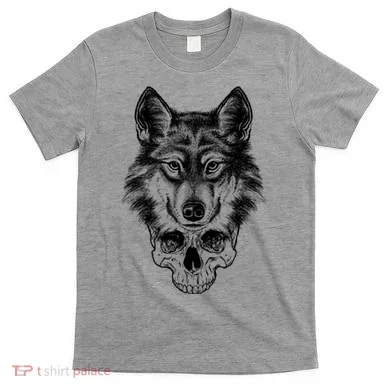 Wolf Head On Skull Graphic T-Shirt