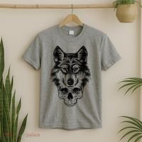 Wolf Head On Skull Graphic T-Shirt thumb 2