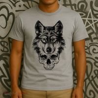 Wolf Head On Skull Graphic T-Shirt thumb 3