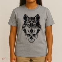 Wolf Head On Skull Graphic T-Shirt thumb 4