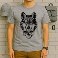 Wolf Head On Skull Graphic T-Shirt thumb 6