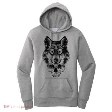 Wolf Head On Skull Graphic Women's Hoodie