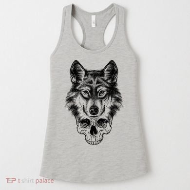 Wolf Head On Skull Graphic Women's Tank Top