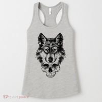 Wolf Head On Skull Graphic Women's Tank Top thumb 0