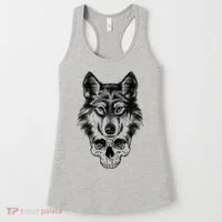 Wolf Head On Skull Graphic Women's Tank Top thumb 0