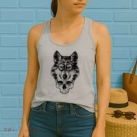 Wolf Head On Skull Graphic Women's Tank Top thumb 2