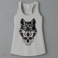 Wolf Head On Skull Graphic Women's Tank Top thumb 3