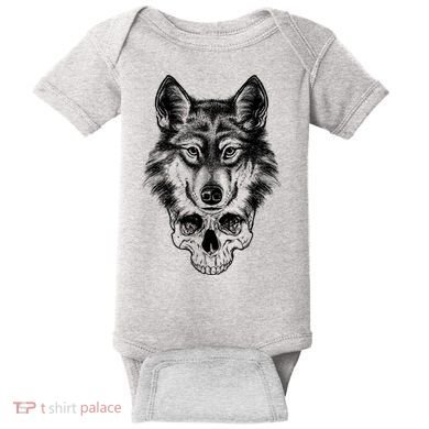 Wolf Head On Skull Graphic Baby Bodysuit