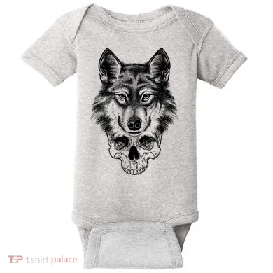Wolf Head On Skull Graphic Baby Bodysuit