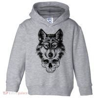 Wolf Head On Skull Graphic Toddler Hoodie thumb 0