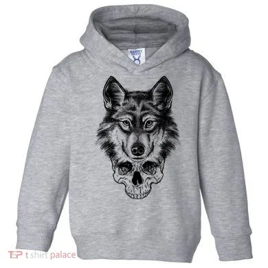 Wolf Head On Skull Graphic Toddler Hoodie