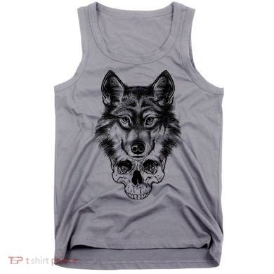 Wolf Head On Skull Graphic Tank Top