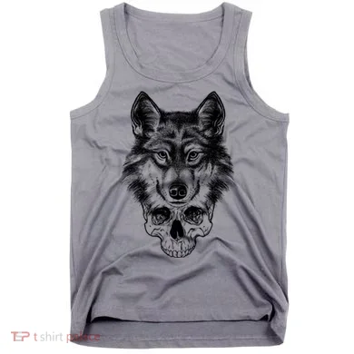 Wolf Head On Skull Graphic Tank Top