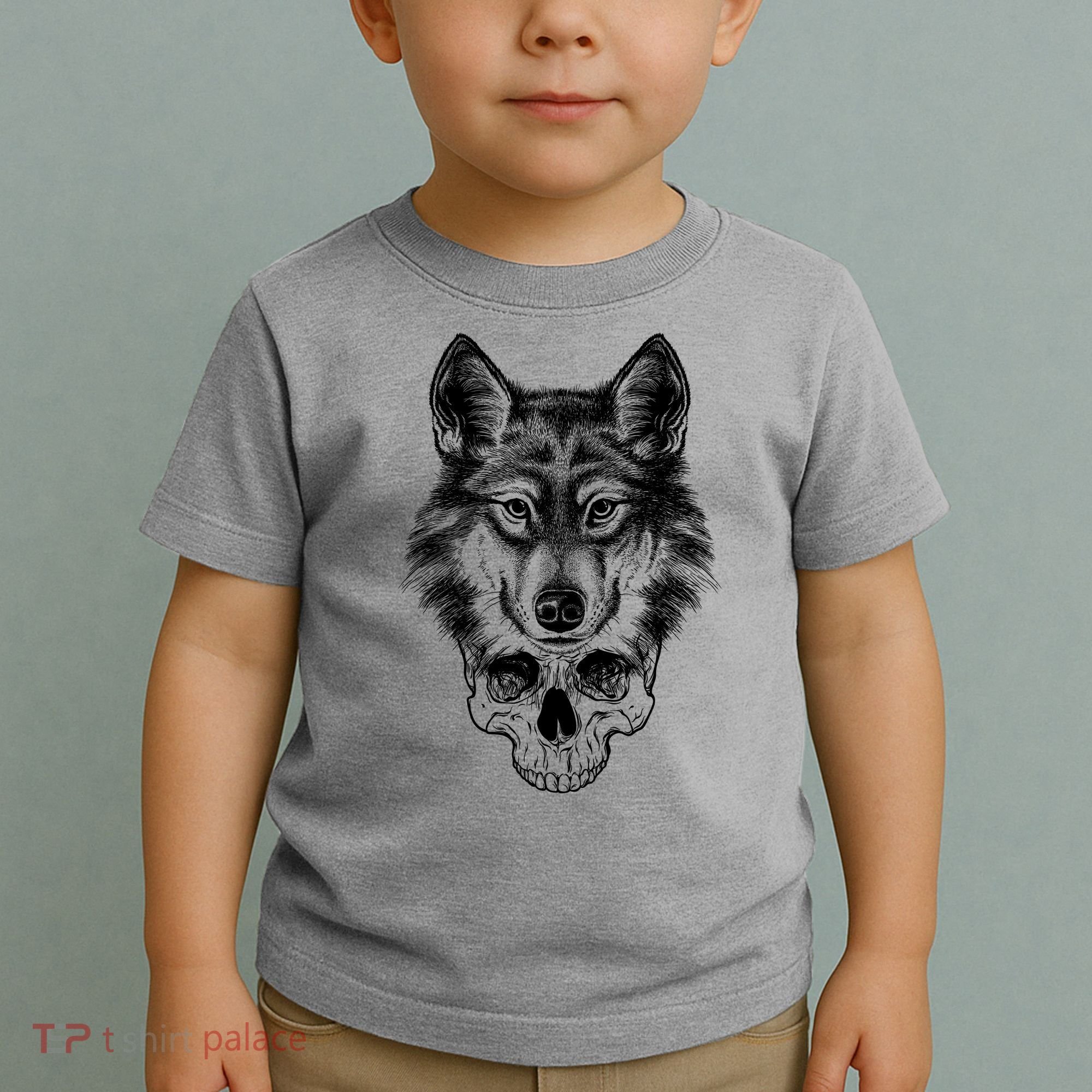 Wolf Head On Skull Graphic Toddler T-Shirt