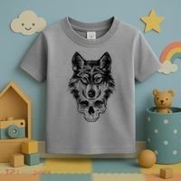 Wolf Head On Skull Graphic Toddler T-Shirt thumb 3