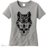 Wolf Head On Skull Graphic Women's T-Shirt thumb 0