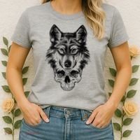 Wolf Head On Skull Graphic Women's T-Shirt thumb 2