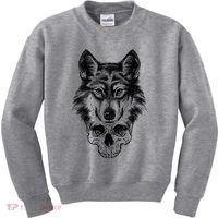 Wolf Head On Skull Graphic Kids Sweatshirt thumb 0