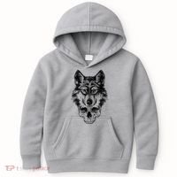 Wolf Head On Skull Graphic Kids Hoodie thumb 0