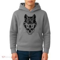 Wolf Head On Skull Graphic Kids Hoodie thumb 4