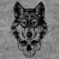 Wolf Head On Skull Graphic Kids Long Sleeve Shirt thumb 2