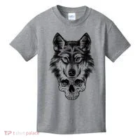 Wolf Head On Skull Graphic Kids T-Shirt thumb 0