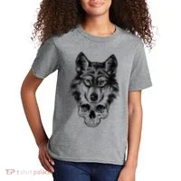 Wolf Head On Skull Graphic Kids T-Shirt thumb 2
