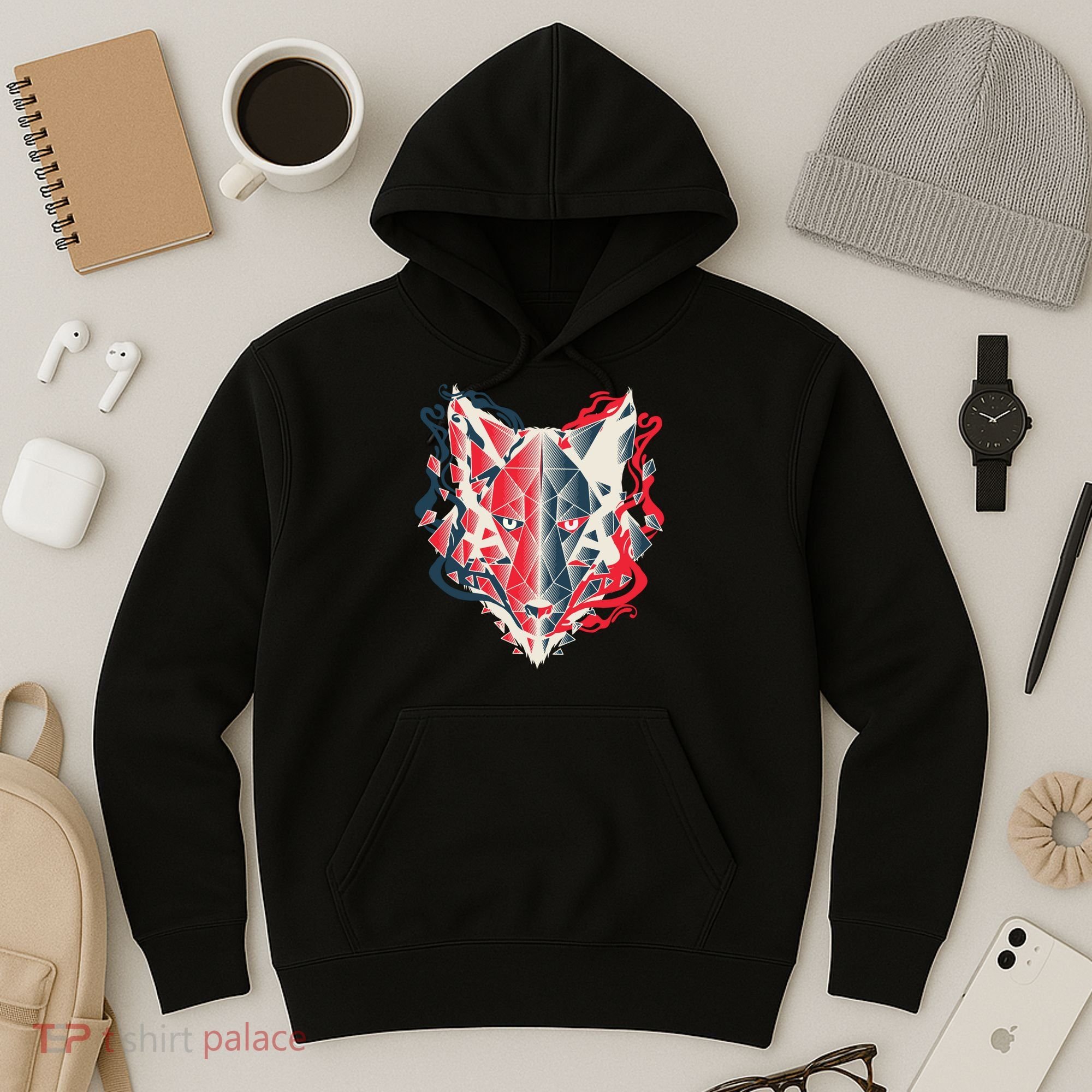 Wolf Head Polygonal Hoodie