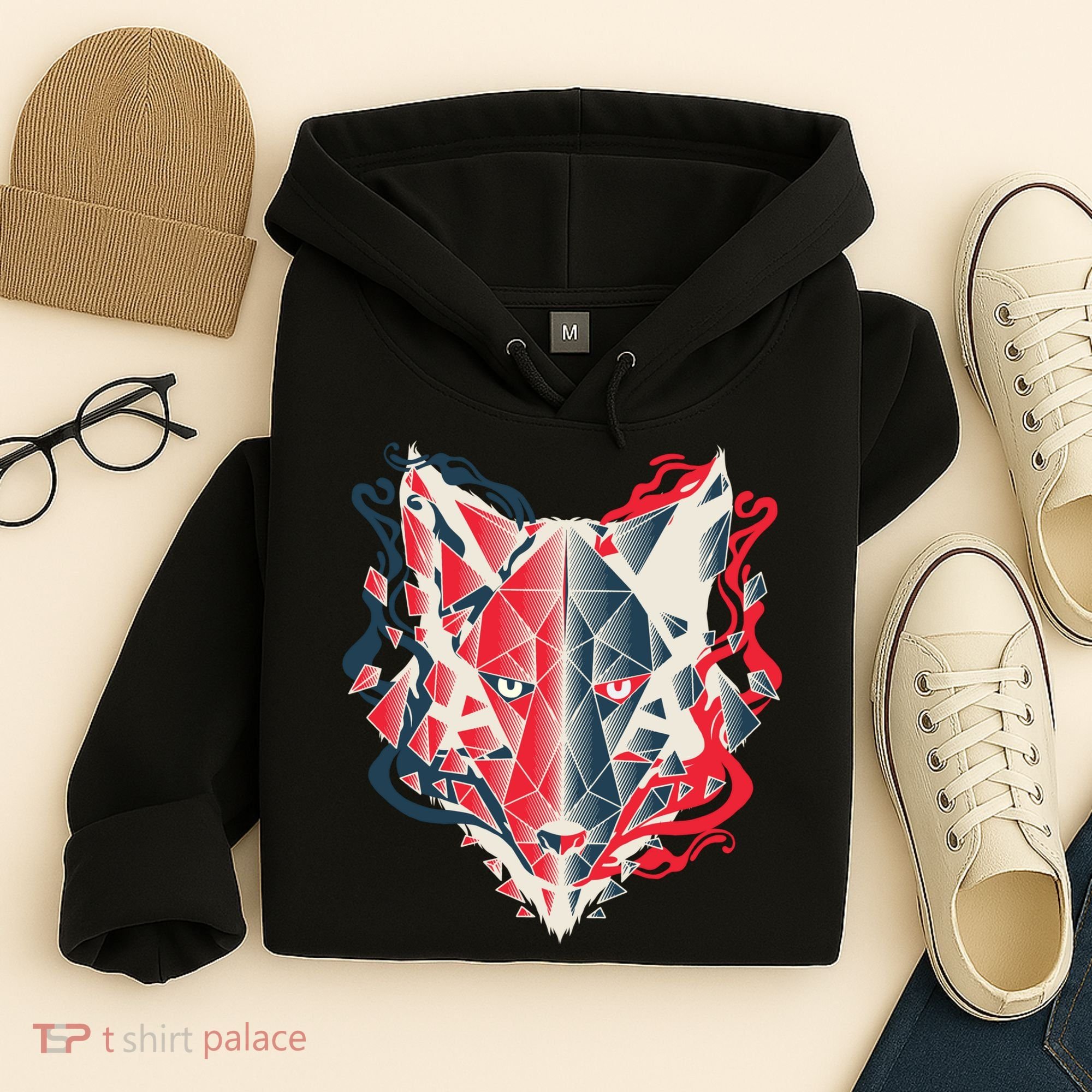 Wolf Head Polygonal Hoodie