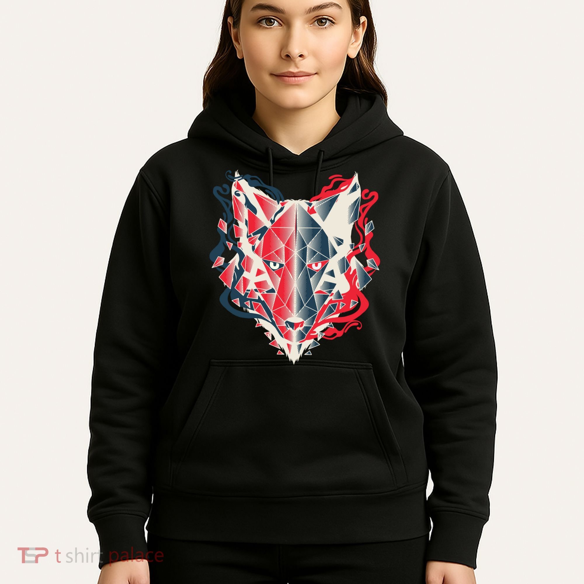 Wolf Head Polygonal Hoodie