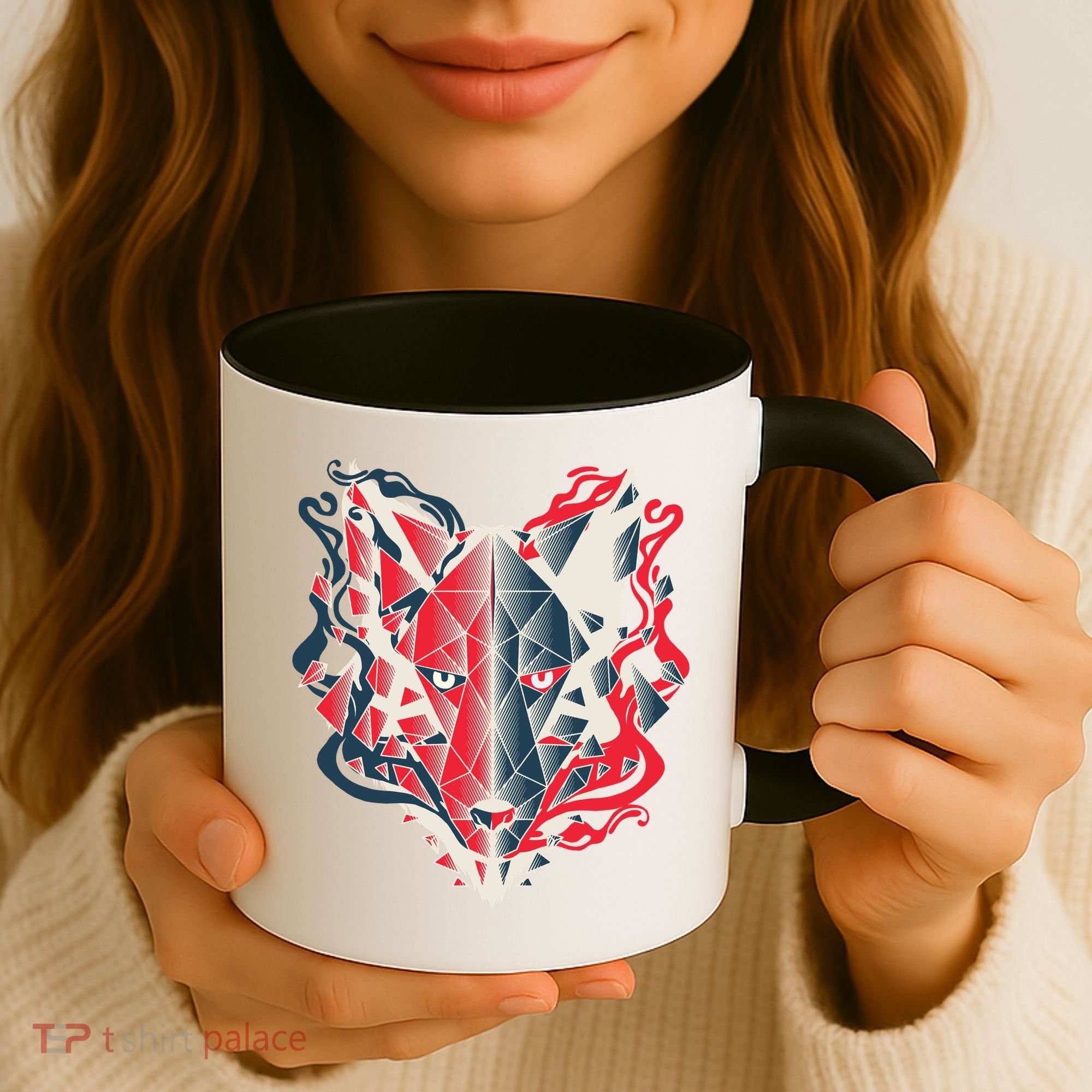Wolf Head Polygonal Coffee Mug