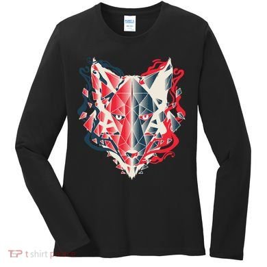Wolf Head Polygonal Women's Long Sleeve Shirt