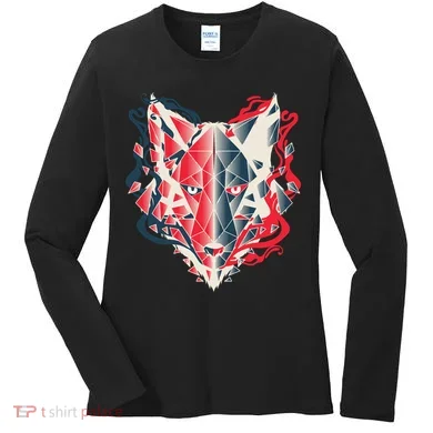 Wolf Head Polygonal Women's Long Sleeve Shirt