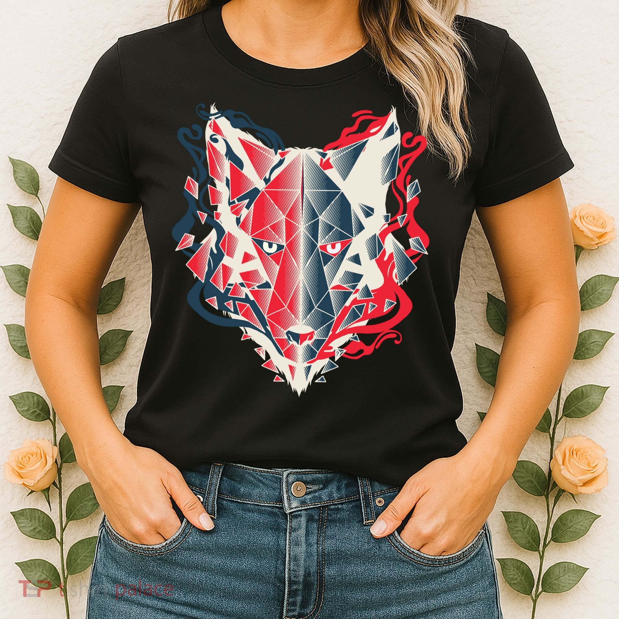 Wolf Head Polygonal Women's T-Shirt
