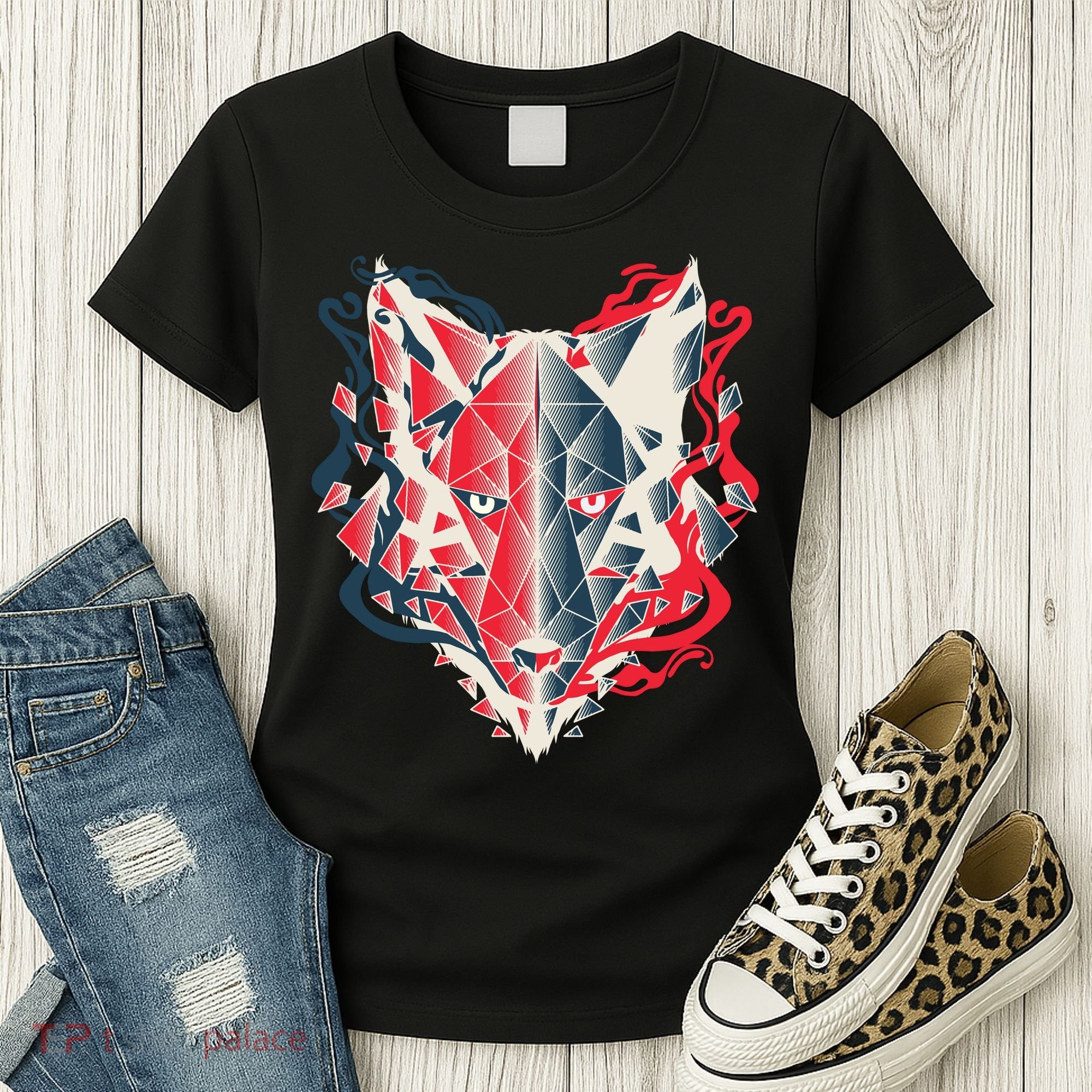 Wolf Head Polygonal Women's T-Shirt
